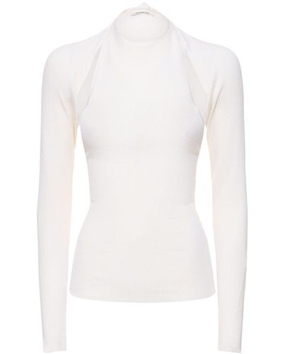 Peter Do Top halter de punto de seda y lana - Blanco