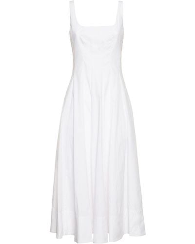 STAUD Cotton Poplin Midi Dress - White