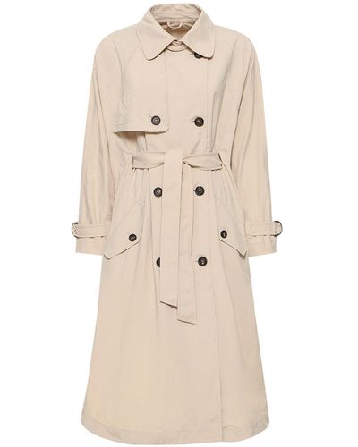 Brunello Cucinelli Belted Tech Gabardine Trench Coat - Natural