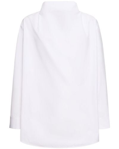 Jil Sander Draped Neck Cotton Poplin Shirt - White