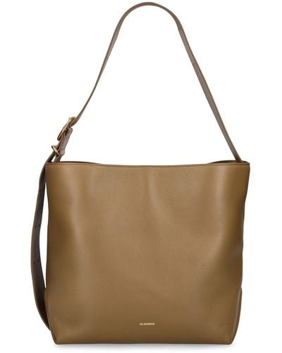 Jil Sander Medium Folded Leather Tote Bag - Brown
