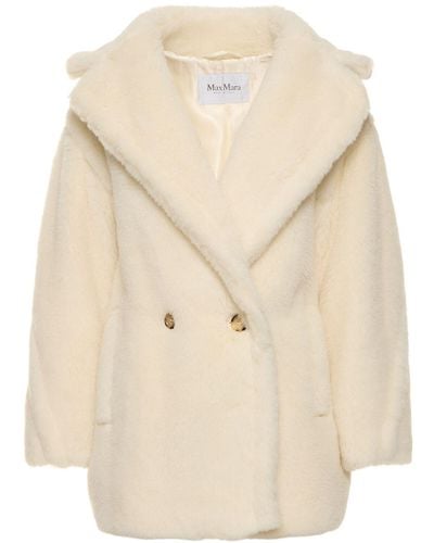 Max Mara Espero Wool Blend Double Breasted Coat - Natural