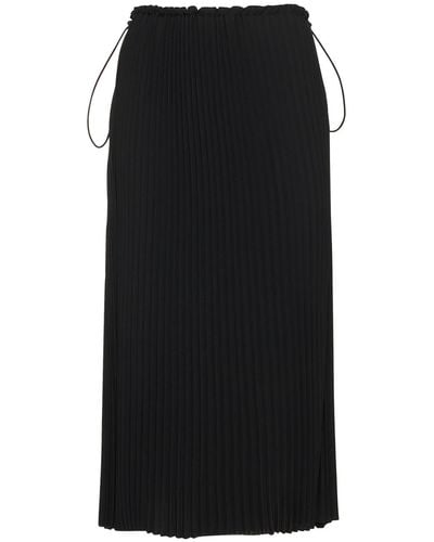 Balenciaga Falda Plisada Con Cordón - Negro