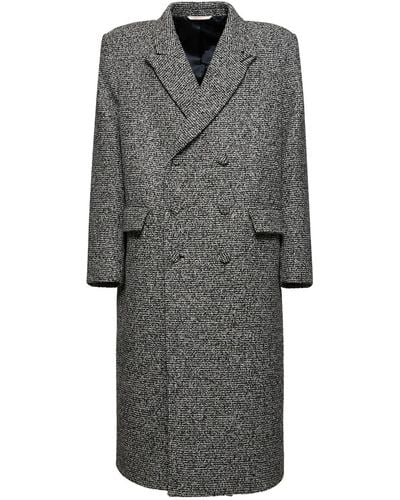 Valentino Manteau en laine mélangée à double boutonnage - Gris