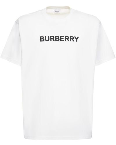 Burberry T-shirt Aus Baumwolljersey Mit Logo "harriston" - Weiß