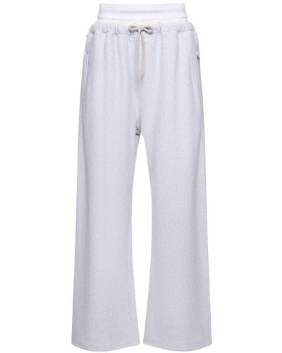 Alexander Wang Wide Leg Cotton Sweatpants W/ Logo - Blue