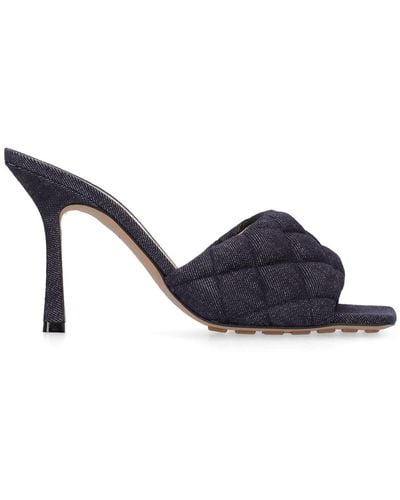 Bottega Veneta 90Mm Denim & Leather Slide Sandals - Blue