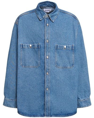 Hed Mayner Cotton Denim Shirt - Blue
