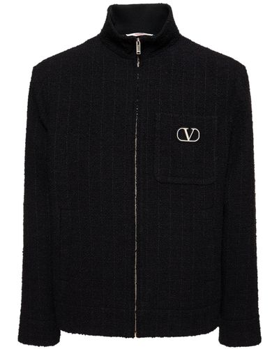 Valentino Cotton Bouclé Zipped Jacket - Black
