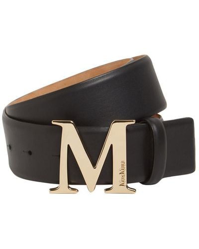 Max Mara M Classic 4cm Leather Belt - Black
