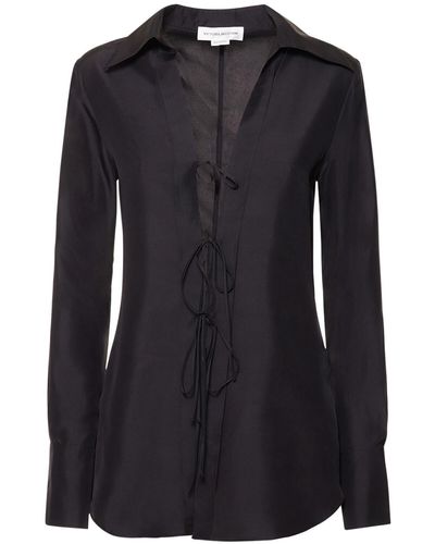 Victoria Beckham Chemise à nouer en soie - Noir