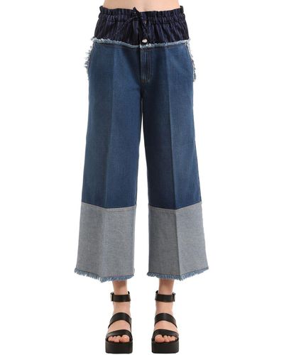 Sonia Rykiel Jeans Cropped De Denim Con Cintura Boxer - Azul