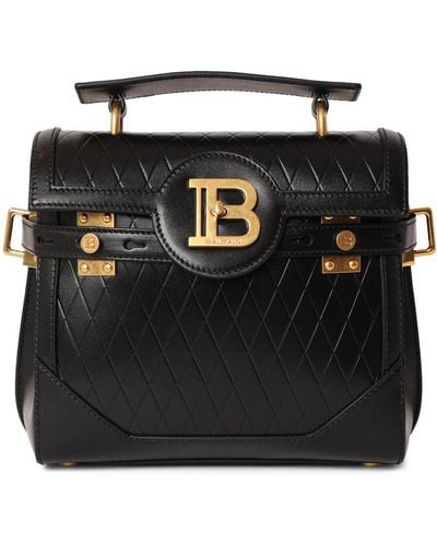 Balmain B-Buzz 23 Embossed Leather Bag - Black