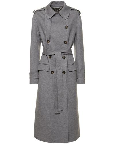 Stella McCartney Zweireihiger Mantel Aus Wolle Mit Gürtel - Grau
