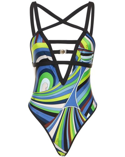 Emilio Pucci Iride Printed Lycra Swimsuit - Green