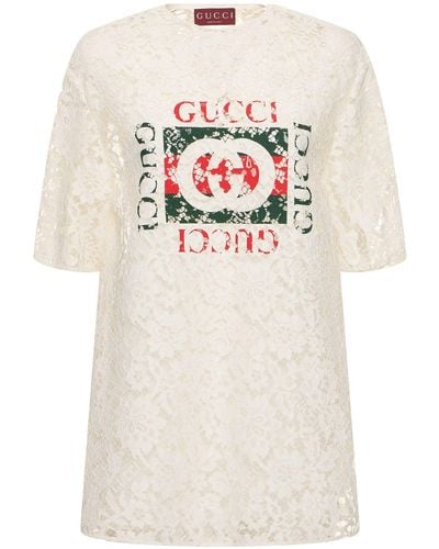 Gucci T-shirt Aus Seidenmischspitze - Mehrfarbig