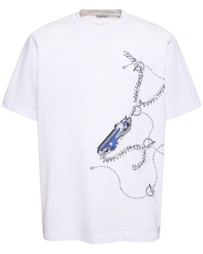 Burberry Bedrucktes T-shirt Aus Baumwolle - Weiß