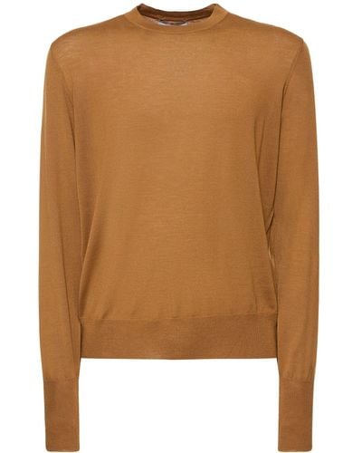 PT Torino Superfine Wool Knit Crewneck Sweater - Brown