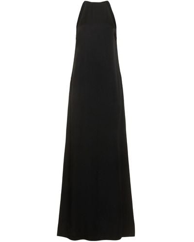 Saint Laurent Satin Crepe Long Dress - Black