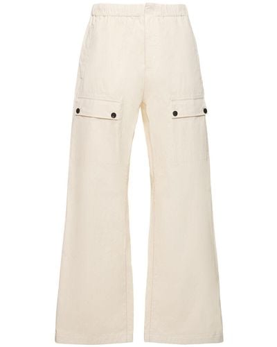 Ferragamo Coated Linen Cargo Pants - Natural