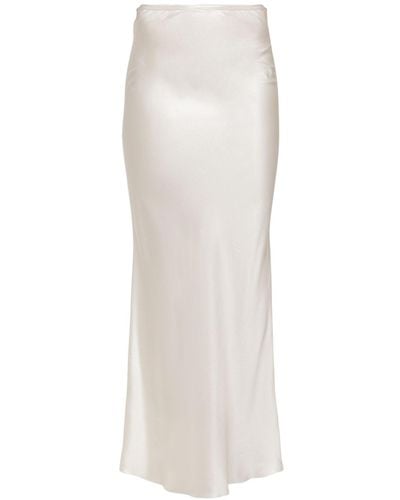 Saint Laurent Crepe Satin Long Skirt - White