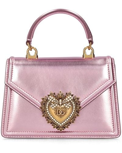 Dolce & Gabbana Mini Devotion Laminated Top Handle Bag - Pink