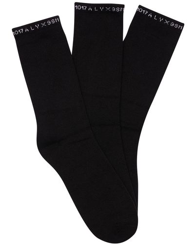 1017 ALYX 9SM 3 Pack Logo Cotton Blend Socks - Black