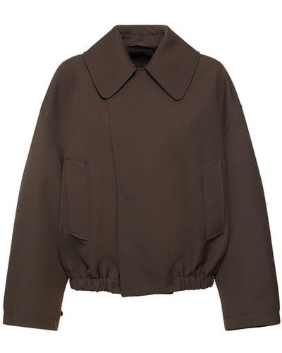 Lemaire Wool Blend Short Trench Jacket - Brown