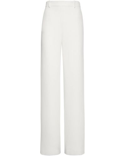 Valentino Silk Cady High Rise Wide Pants - White