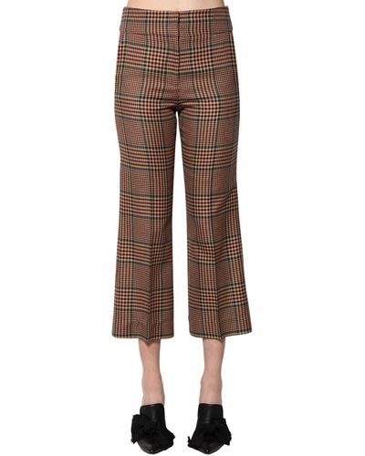 Veronica Beard Cormac Wool Blend Prince Of Wales Trousers - Natural