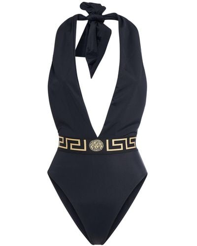 Versace Greca Lycra One-Piece Swimsuit - Blue