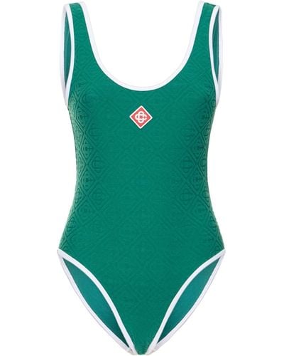 Casablancabrand Monogram Terry Cloth One-piece Swimsuit - Green