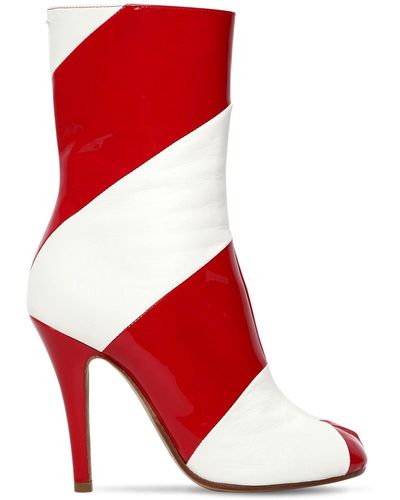 Maison Margiela 100mm Tabi Patent & Leather Ankle Boots - Red