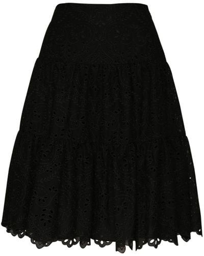 Giambattista Valli Eyelet Lace Cotton Blend Skirt - Black