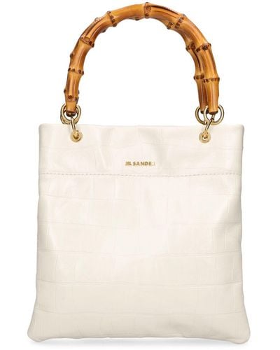 Jil Sander Small Leather Top Handle Bag - White
