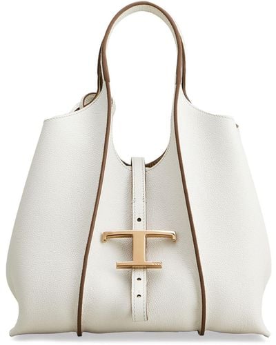 Tod's Mini T Shopping Leather Bag - Natural
