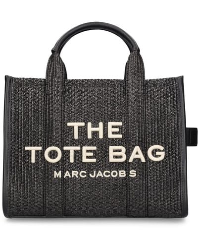 Marc Jacobs Medium Raffia Effect Tote Bag - Black