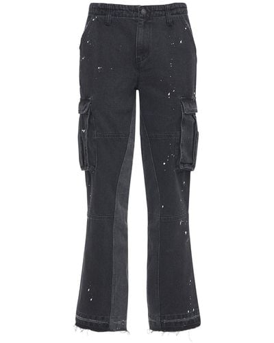 Jaded London Paint Splatter Panelled Cargo Trousers - Black