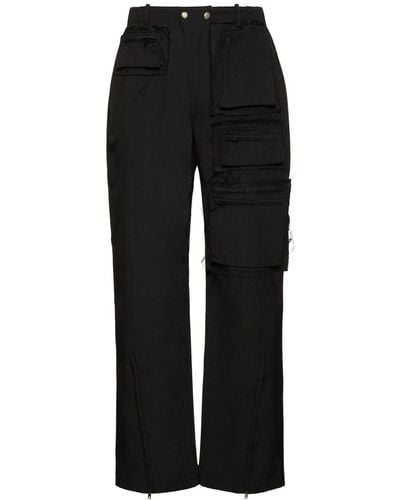 ANDERSSON BELL Raw Edge Cotton Blend Cargo Pants - Black