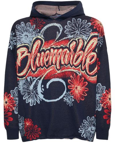 Bluemarble Sweater Aus Baumwoll/wollstrickjacquard Mit Logo - Blau