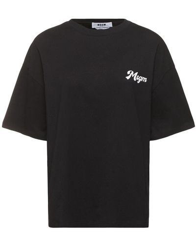 MSGM Logo Cotton Boxy T-Shirt - Black