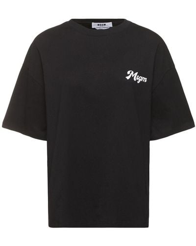 MSGM T-shirt Aus Baumwolle Mit Logodruck - Schwarz