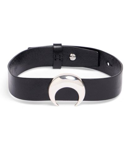 Marine Serre Choker moon in pelle - Nero