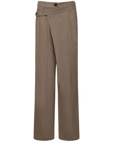 Peter Do Wool Blend Wrap Wide Trousers - Natural
