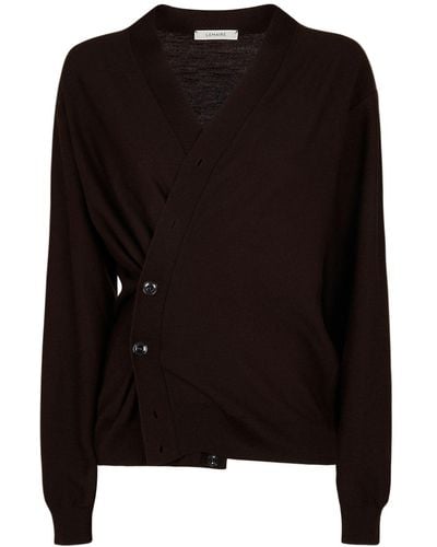 Lemaire Relaxed Twisted Wool Blend Cardigan - Brown