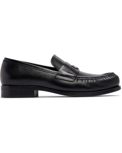 Ferragamo Delmo Leather Loafers - Black