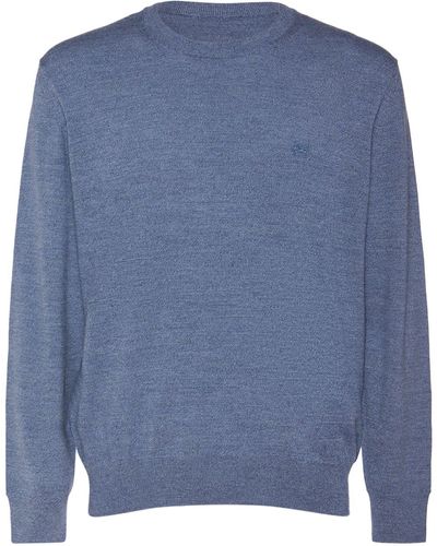 Etro Roma Wool Crewneck Sweater - Blue