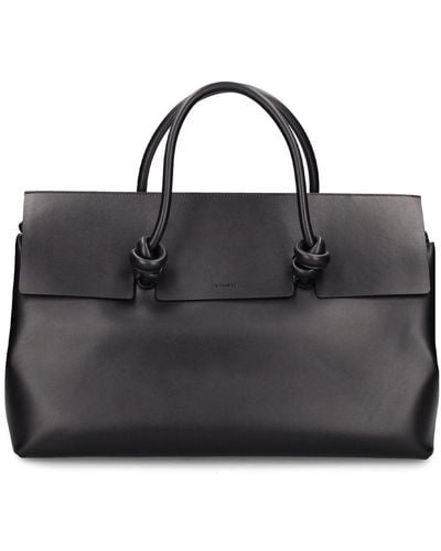 Jil Sander Medium Knot Leather Tote Bag - Black