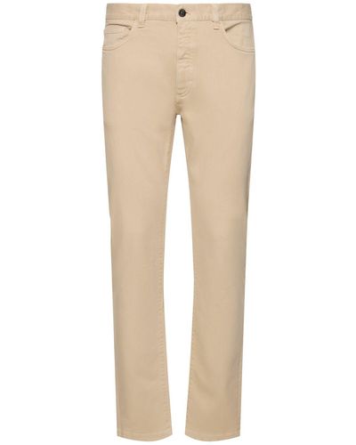 ZEGNA Five Pocket Cotton Trousers - Natural