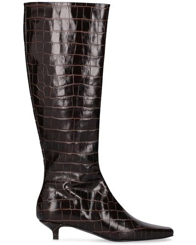 Totême Mm The Slim Knee Leather Boots - Black
